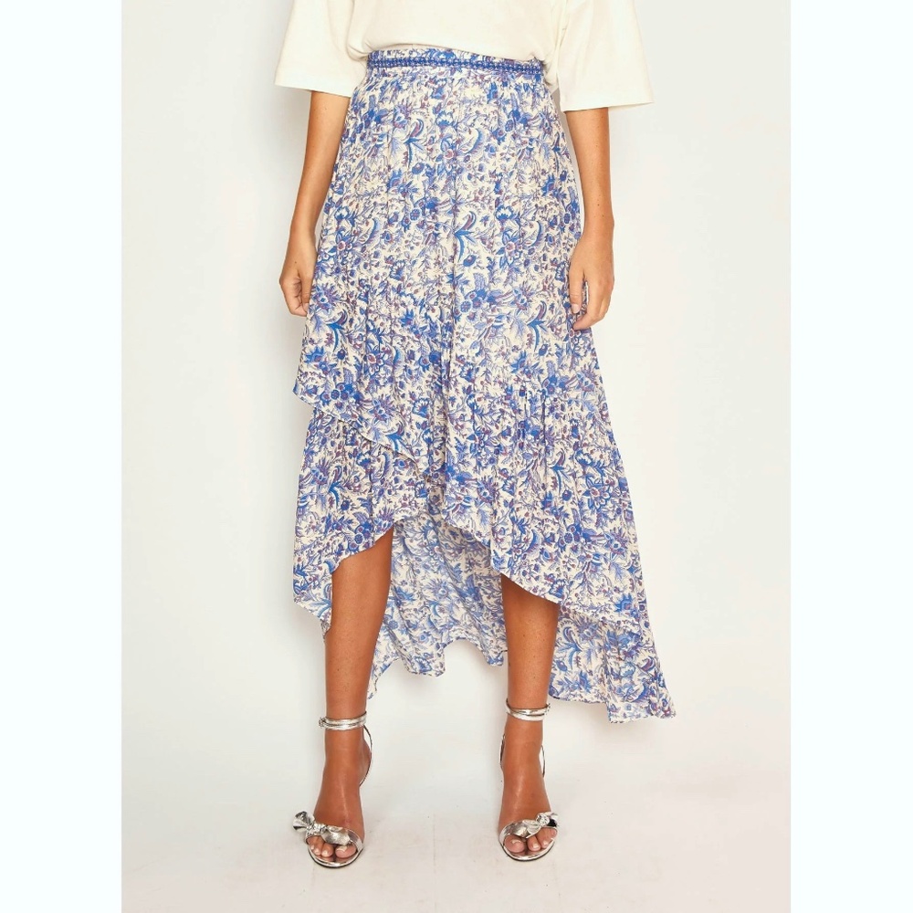 Ba&sh asymmetrical ecru floral Billie skirt, size 1 (S)